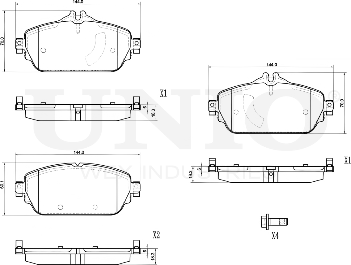 Колодки тормозные дисковые, комплект (Unio). Артикул BRP-20175
