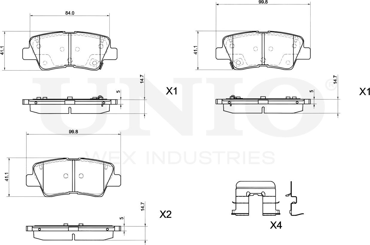 Колодки тормозные дисковые, комплект (Unio). Артикул BRP-20038