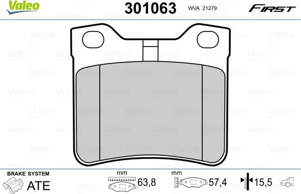 Тормозные колодки Valeo First. Артикул 301063