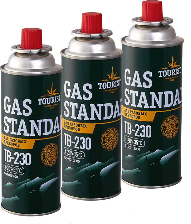 Баллон газовый цанговый Tourist STANDARD для портативных приборов 230 г. комплект 3 шт.. Артикул TB-230-SET3