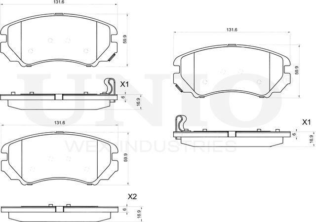 Колодки тормозные дисковые, комплект (Unio). Артикул BRP-20249