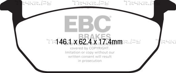 Тормозные колодки EBC Brakes передние для SEAT Leon III 2012-2026. Артикул DP22225