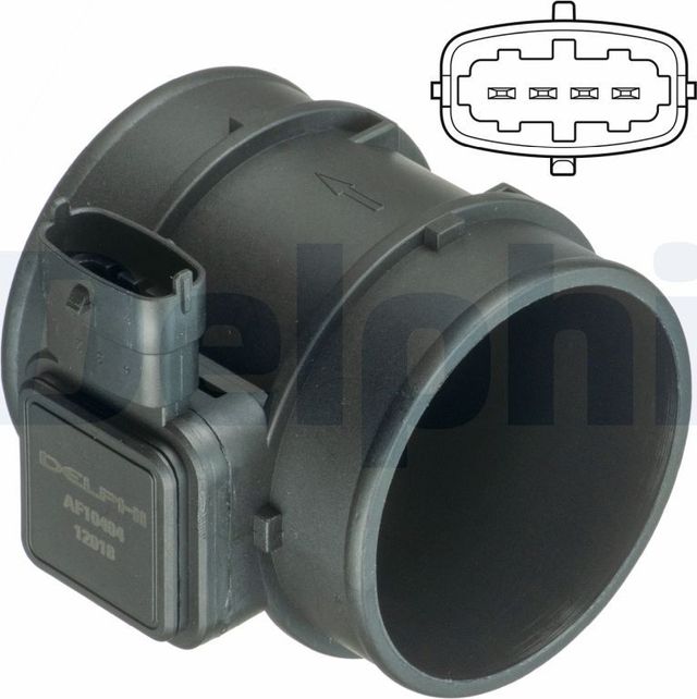 Датчик массового расхода воздуха (ДМРВ) Delphi для Alfa Romeo 159 2005-2011. Артикул AF10404-12B1