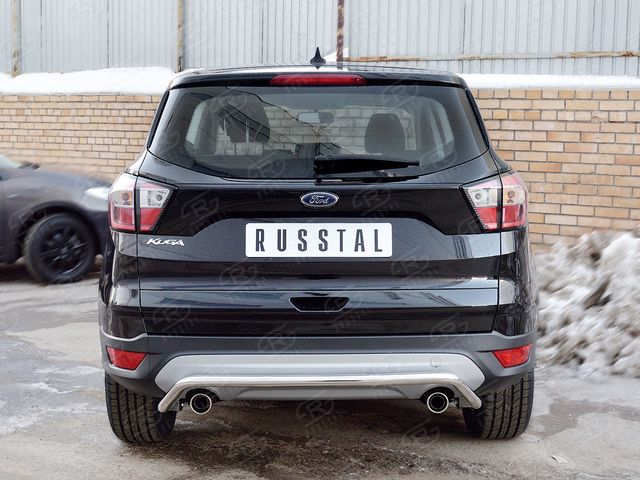 Защита RusStal заднего бампера d42 (волна) для Ford Kuga II 2016-2019. Артикул FGZ-002603