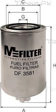 Топливный фильтр MFilter для SsangYong Kyron I 2010-2015. Артикул DF 3581