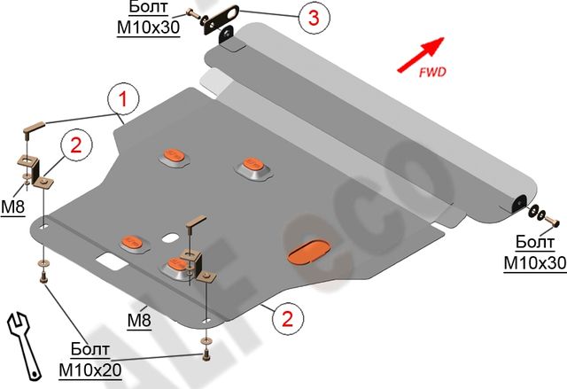 Защита алюминиевая Alfeco для картера и КПП Mazda Capella 4WD 1997-2002. Артикул ALF.13.21 AL4
