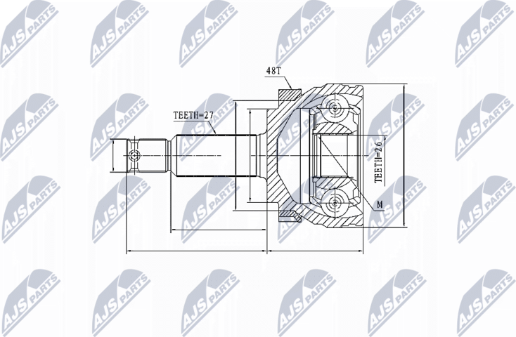 Шрус внутренний (граната) NTY. Артикул NPZ-HY-507