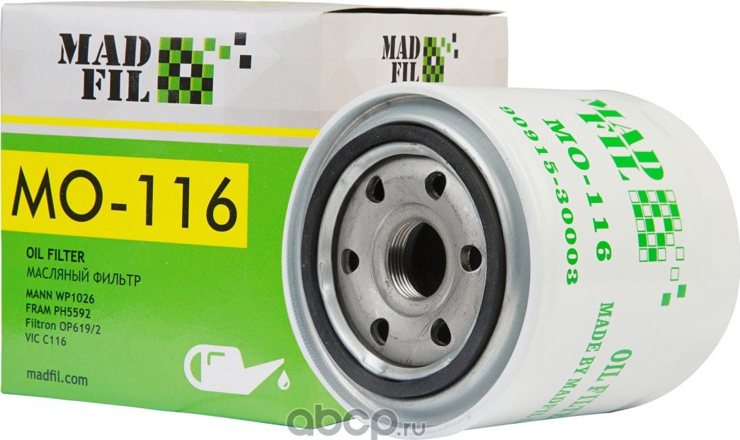 Фильтр масляный TOYOTA AVENSIS/CARINA/COROLLA (Madfil). Артикул MO116