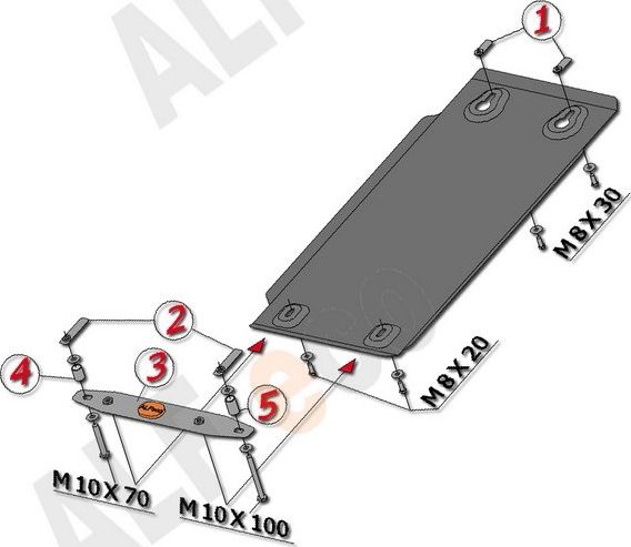Защита алюминиевая "Alfeco" для АКПП Infiniti M25 2010-2013. Артикул ALF.29.12 AL4