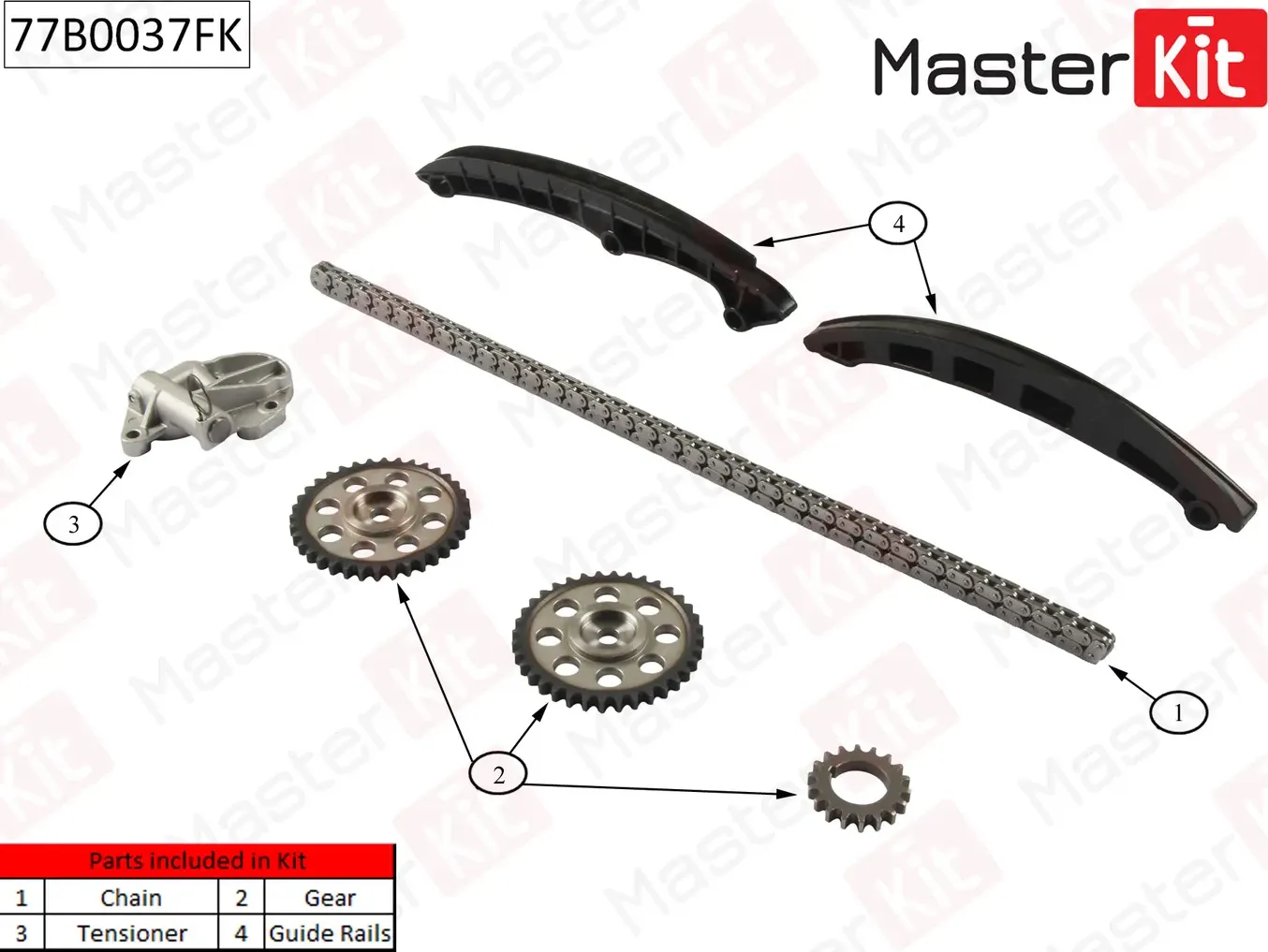 77B0037FK Комплект цепи ГРМ SKODA FABIA/Volkswagen POLO 1.2 AZQ/BME/BZG 07-14 (Master KIT) Master KIT. Артикул 77b0037fk