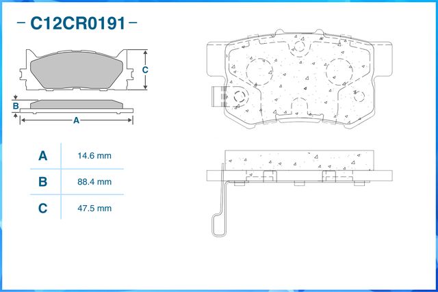 Колодки тормозные задние (Cworks). Артикул C12CR0191