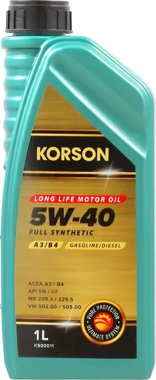 5W-40 FULL SYNTHETIC A3/B4 1л (синт. мотор. масло.) (Korson). Артикул KS00011