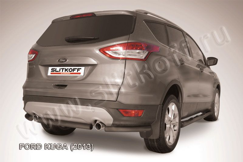 Защита Slitkoff заднего бампера d57 ЧЕРНАЯ матовая для Ford Kuga II 2013-2016. Артикул FKG13-008B