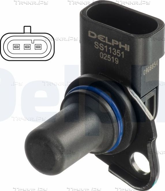 Датчик положения распредвала Delphi правый для Hyundai Santa Fe II 2006-2012. Артикул SS11351