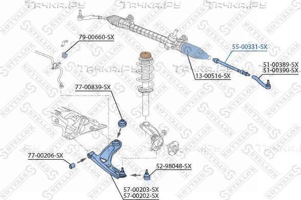 Рулевая тяга Stellox правая/левая для Citroen C1 I 2005-2014. Артикул 55-00331-SX