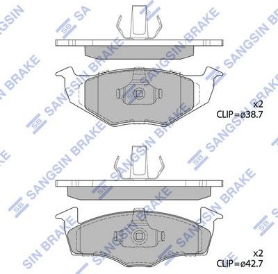 Тормозные колодки Sangsin Hi-Q передние для SEAT Arosa I 1997-2004. Артикул SP1857