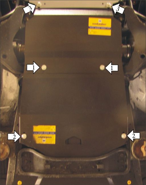 Защита Мотодор для картера, КПП, дифференциал передней оси Mitsubishi Pajero Sport II 2008-2011. Артикул 11314