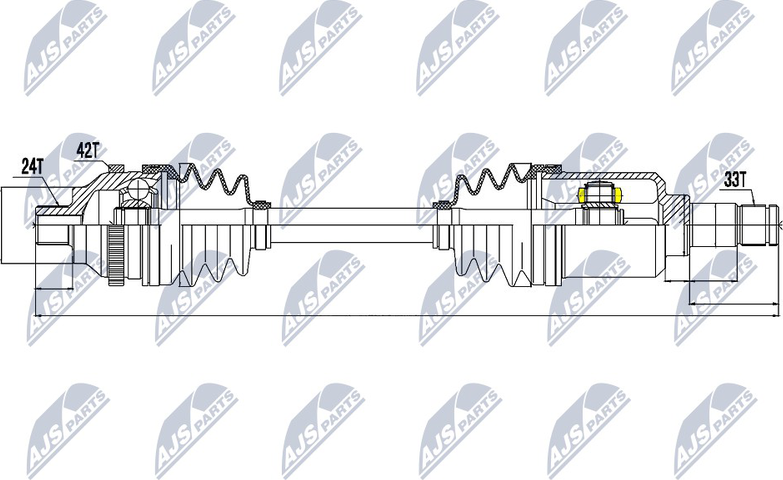 Полуось (привод в сборе, приводной вал) NTY. Артикул NPW-ME-030