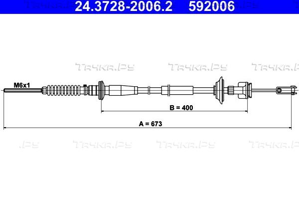 Трос сцепления ATE для Subaru Justy III 2003-2007. Артикул 24.3728-2006.2