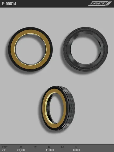 Сальник 28,00/41,00*8,00 тип 7V1 (Emmetec). Артикул F00814