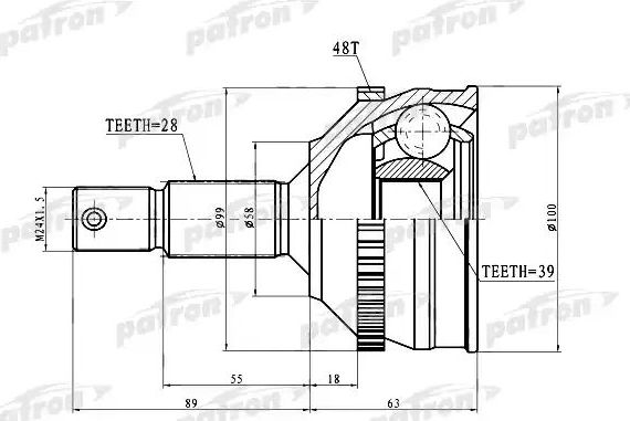Шрус наружный (граната) Patron для Peugeot 607 I 2000-2005. Артикул PCV3083
