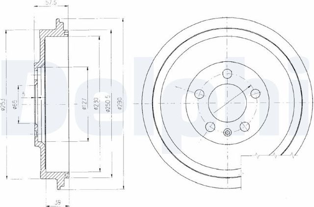 Тормозной барабан Delphi для Skoda Octavia Tour 1996-2010. Артикул BF406
