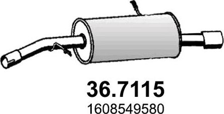 Глушитель Asso для Peugeot 2008 I 2013-2018. Артикул 36.7115