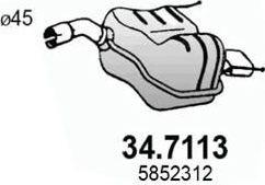 Глушитель Asso задний левый для Opel Vectra C 2002-2008. Артикул 34.7113