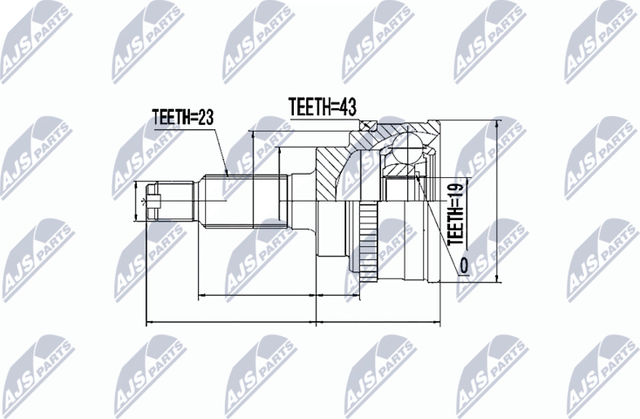 Шрус внутренний (граната) NTY передний левый для Suzuki Alto VI (HA24) 2004-2008. Артикул NPZ-SU-021