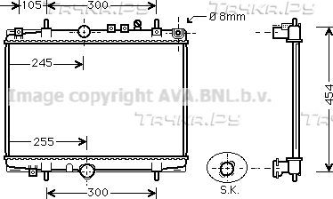 Радиатор охлаждения двигателя AVA. Артикул PEA2208
