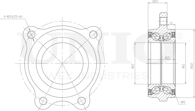 Ступица колеса с интегрированным подшипником (Unio). Артикул HUB-20229