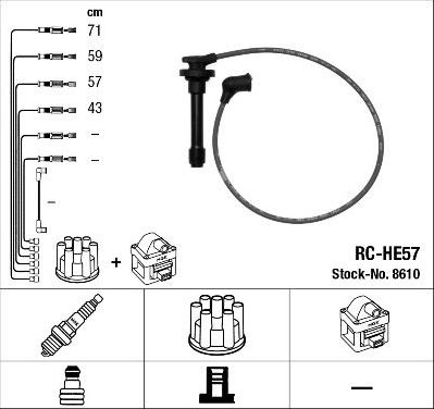 Высоковольтные провода (провода зажигания) (комплект) NGK. Артикул 8610