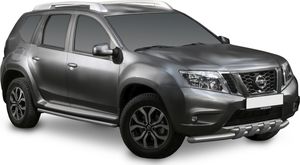 Защита Rival переднего бампера d57+d42 с профильной защитой картера для Nissan Terrano III 2014-2017 2017-2025. Артикул R.4119.001