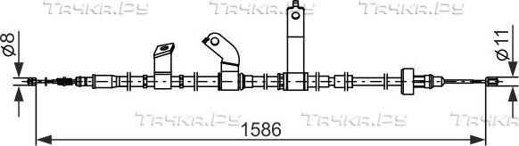 Трос ручника (тросик ручного тормоза) Bosch. Артикул 1 987 482 847