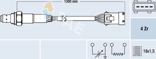 Лямбда-зонд (кислородный датчик) FAE для Citroen Xsara 1997-2000. Артикул 77369