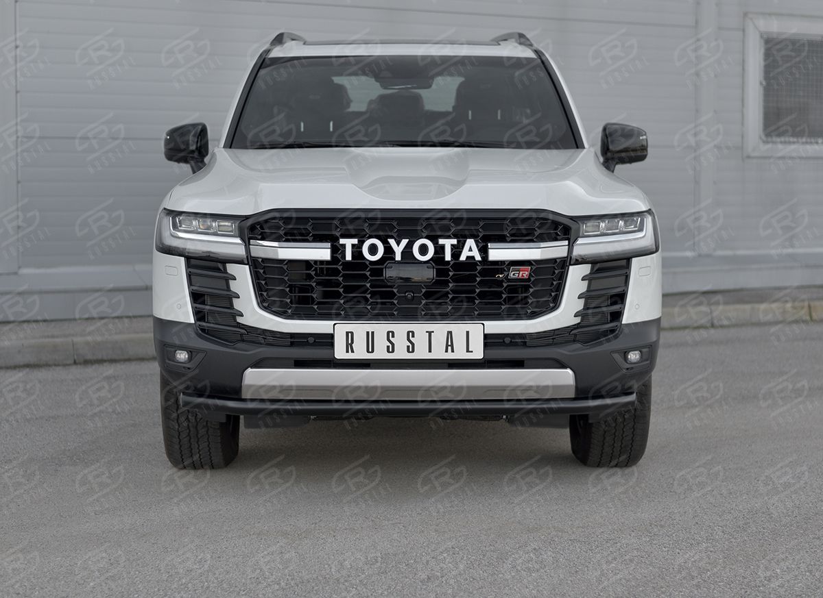 Защита RusStal переднего бампера d63 секции для Toyota Land Cruiser 300 GR Sport 2021-2026 Черная. Артикул TLCZ-003963CH