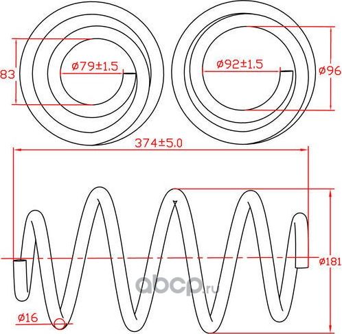 Пружина подвески передней Mercedes Vito (639), Viano (639), L374-D181-t16 (Zikmar). Артикул Z48107R