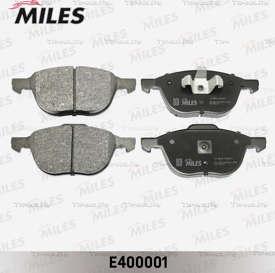 Тормозные колодки Miles (Low-Metallic) передние для Ford Kuga I 2008-2012. Артикул E400001