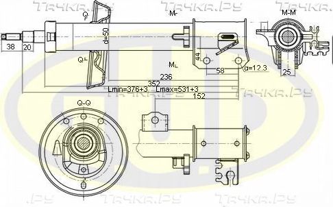 Амортизатор G.U.D. передний левый для Opel Vectra B 1995-2003. Артикул GSA333715