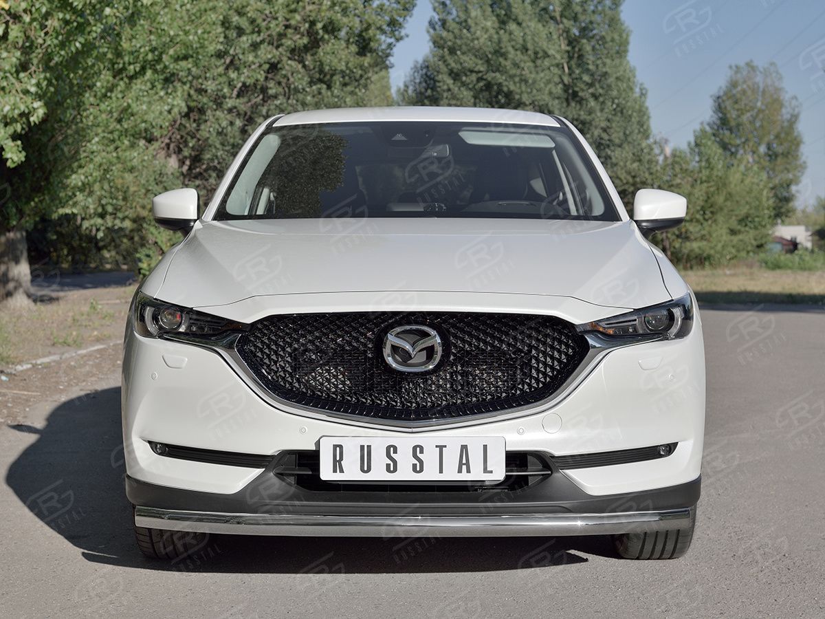 Защита RusStal переднего бампера d63 секции для Mazda CX-5 II 2017-2026. Артикул M5Z-002791