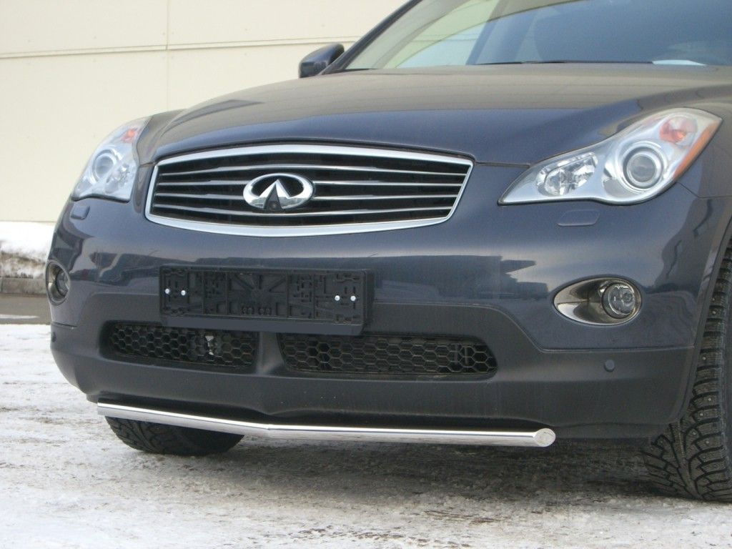 Защита RusStal переднего бампера d42 (секций) короткая для Infiniti EX 35 2008-2026. Артикул IEZ-000273