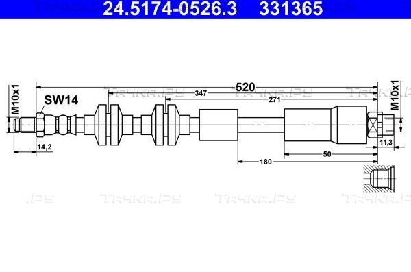 Тормозной шланг ATE для BMW 1 I (E81/E82/E87/E88) 2004-2012. Артикул 24.5174-0526.3