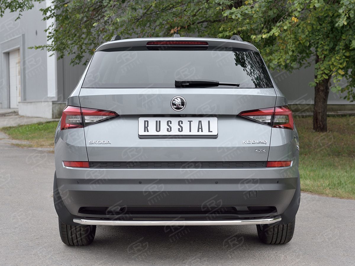 Защита RusStal заднего бампера d42 секции для Skoda Kodiaq 2017-2026. Артикул SKKZ-002778
