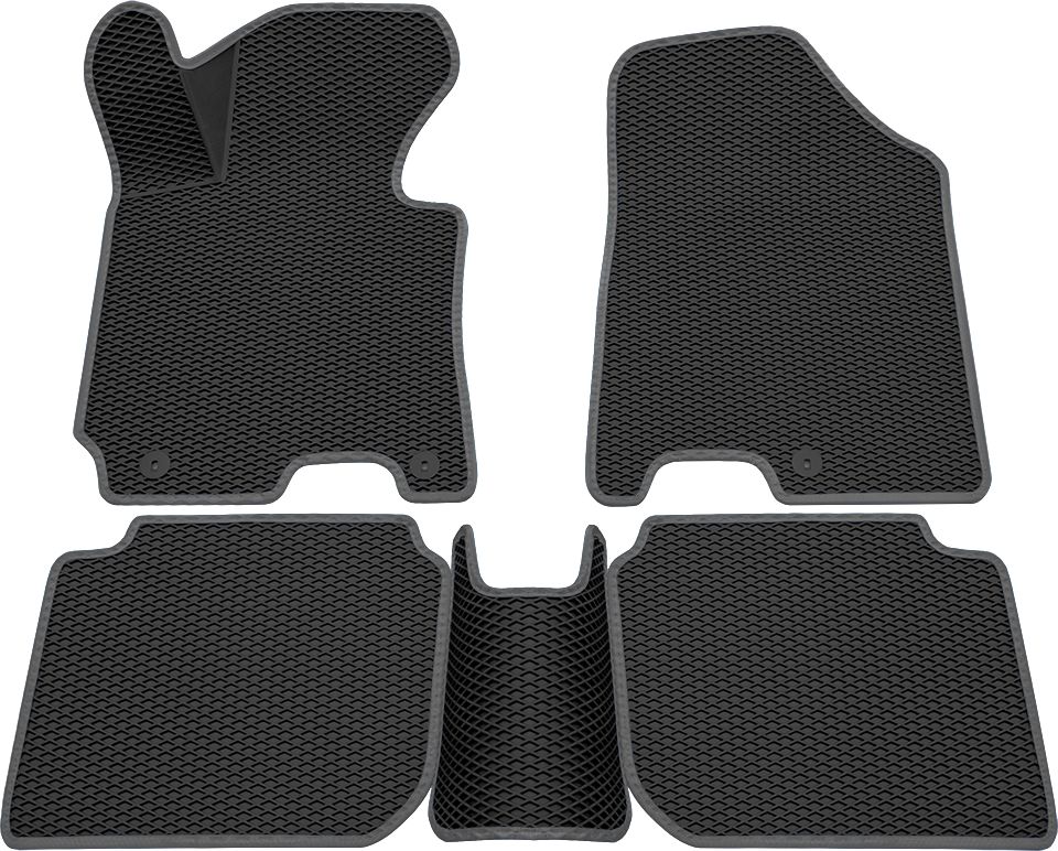 Коврики Rezkon 3D EVA ромб резиновые для салона Kia Cerato III 2013-2018 Серый кант. Артикул 9221010202