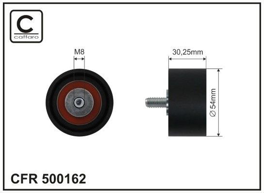 Направляющий (ведущий) ролик приводного поликлинового ремня Caffaro (полимерный материал). Артикул 500162