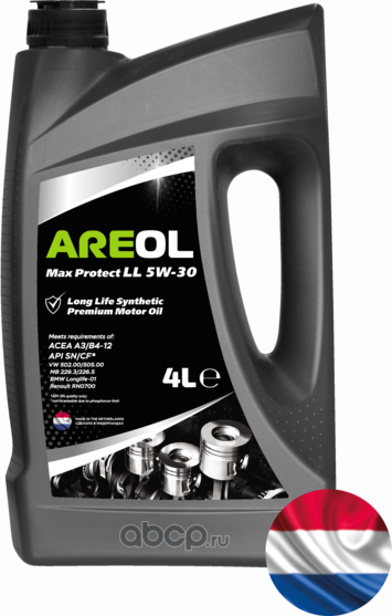 Масло моторное Max Protect LL ACEA A3/B4, API SN/CF 5W30 синтетическое 4л (Areol). Артикул 5W30AR013