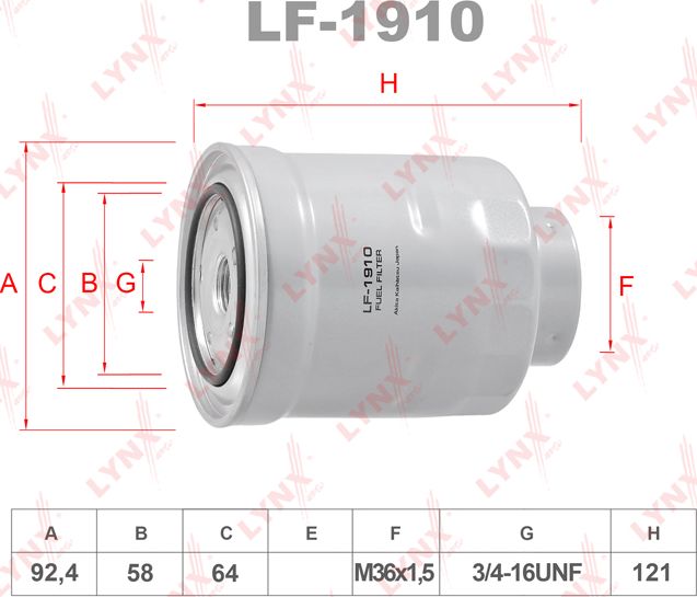 Топливный фильтр LYNXauto. Артикул LF-1910