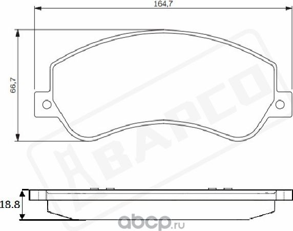 Колодки тормозные дисковые пер. FORD TRANSIT 06-14, VW AMAROK 10 (Bapco). Артикул BP0363