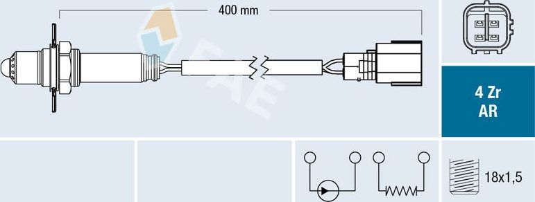 Лямбда-зонд (кислородный датчик) FAE. Артикул 75662