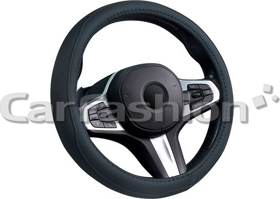 Оплётка на руль CarFashion Derby XL (размер XL, экокожа, цвет ЧЕРНЫЙ/ЧЕРНЫЙ). Артикул 31691